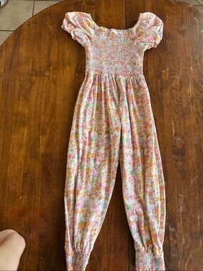 SweetHoney Pink Multi Floral Smocked Jumpsuit